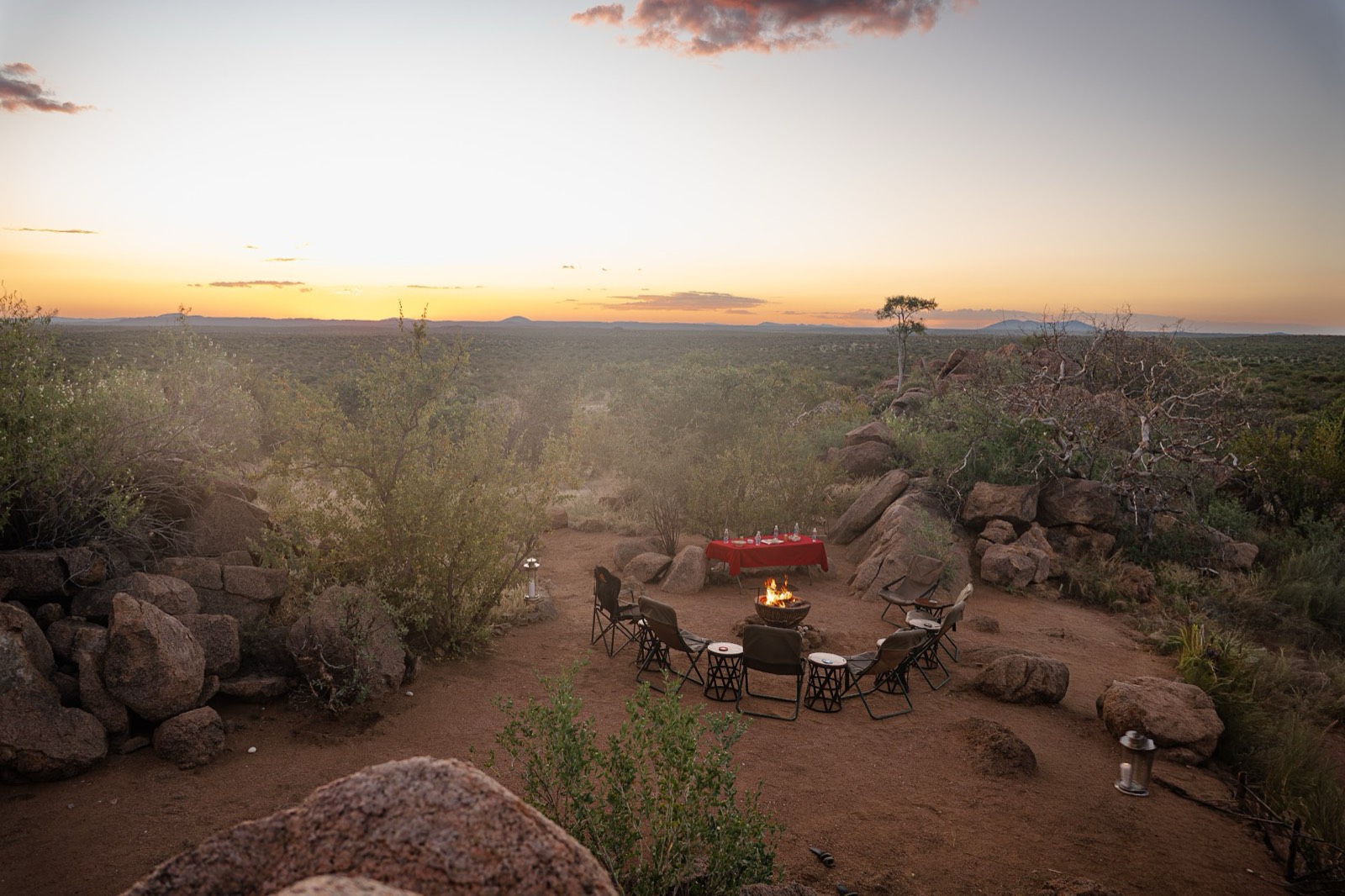 Sundowner fire pit at dusk