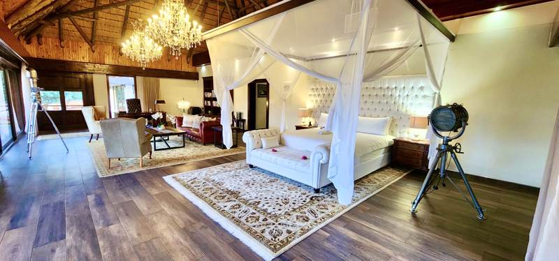 Master suite with canopy bed