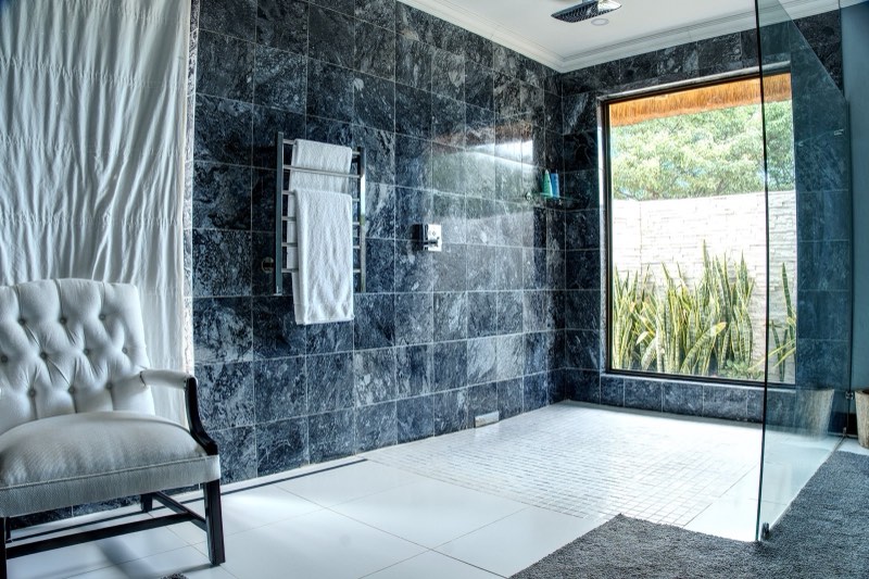 The marble ensuite