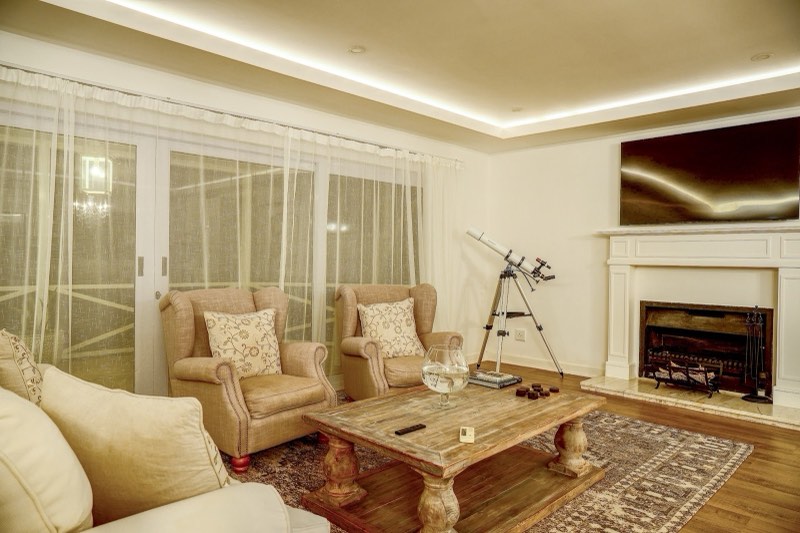 Living room with fireplace