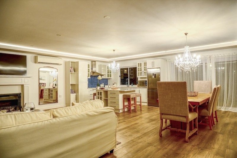 Open-plan living and dining room